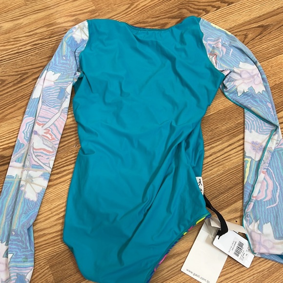 Amir Slama Draped Long Sleeves Bodysuit In Pink ,green and blue size XL - Picture 9 of 16